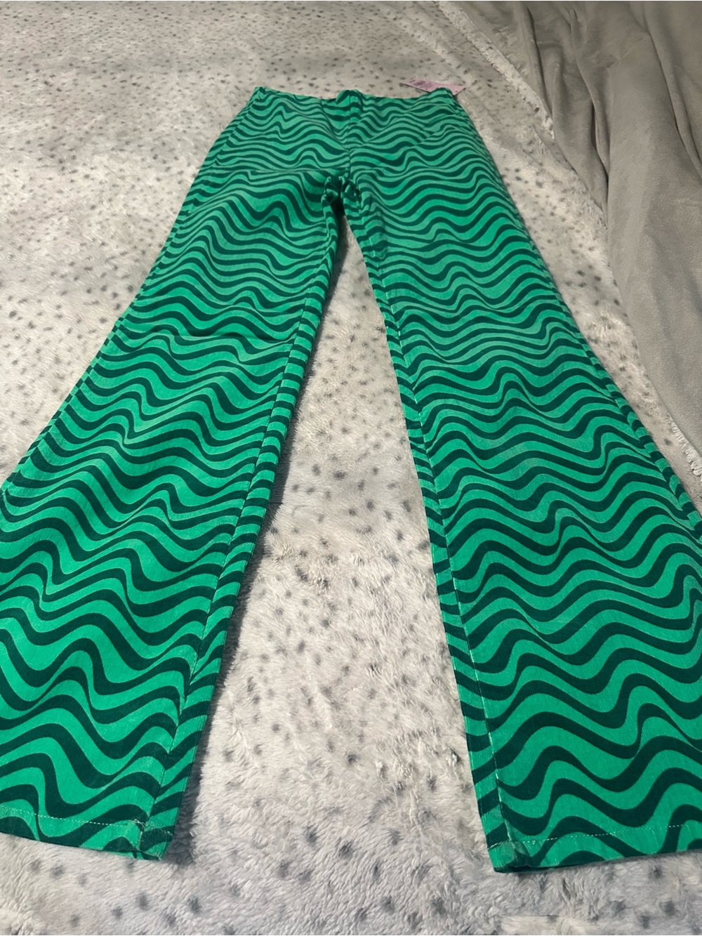 Target Green Wave-Print Pants in Teal and Dark Green